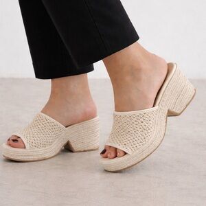 Dolce Vita Ivory Cream Woven Women's Espadrille Sandals Heels Size 8.5 NEW